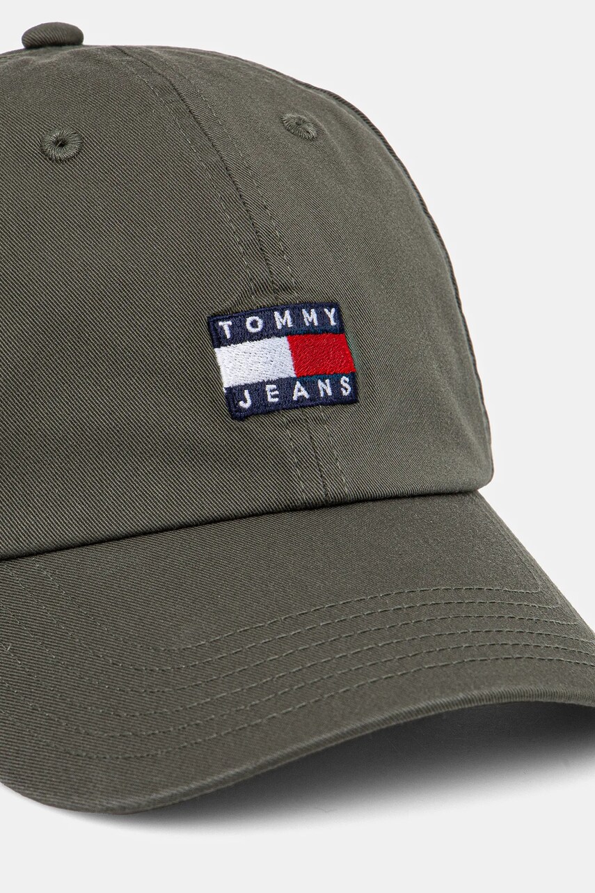 Бавовняна бейсболка Tommy Jeans колір зелений з аплікацією