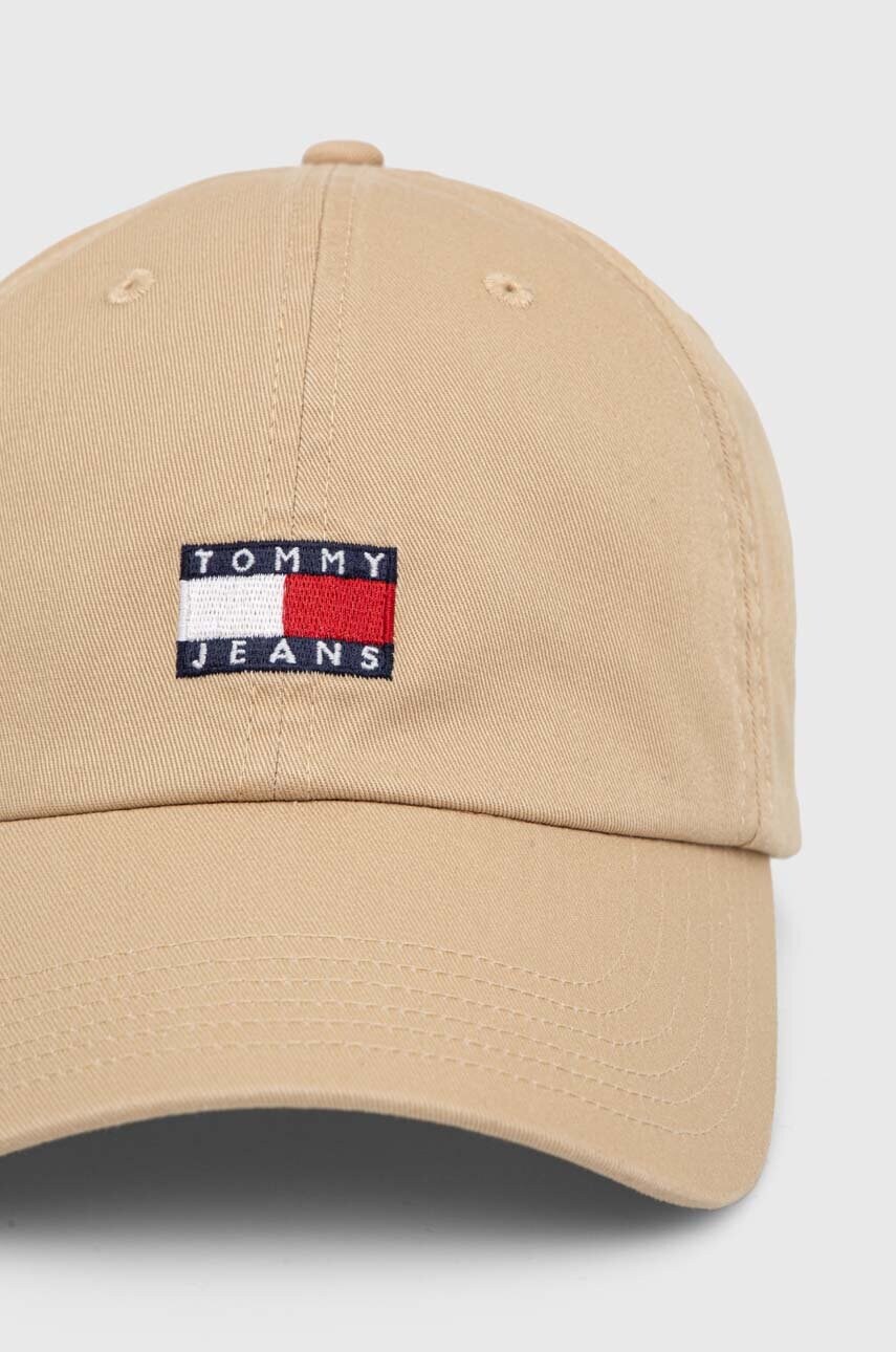 Бавовняна бейсболка Tommy Jeans колір бежевий з аплікацією