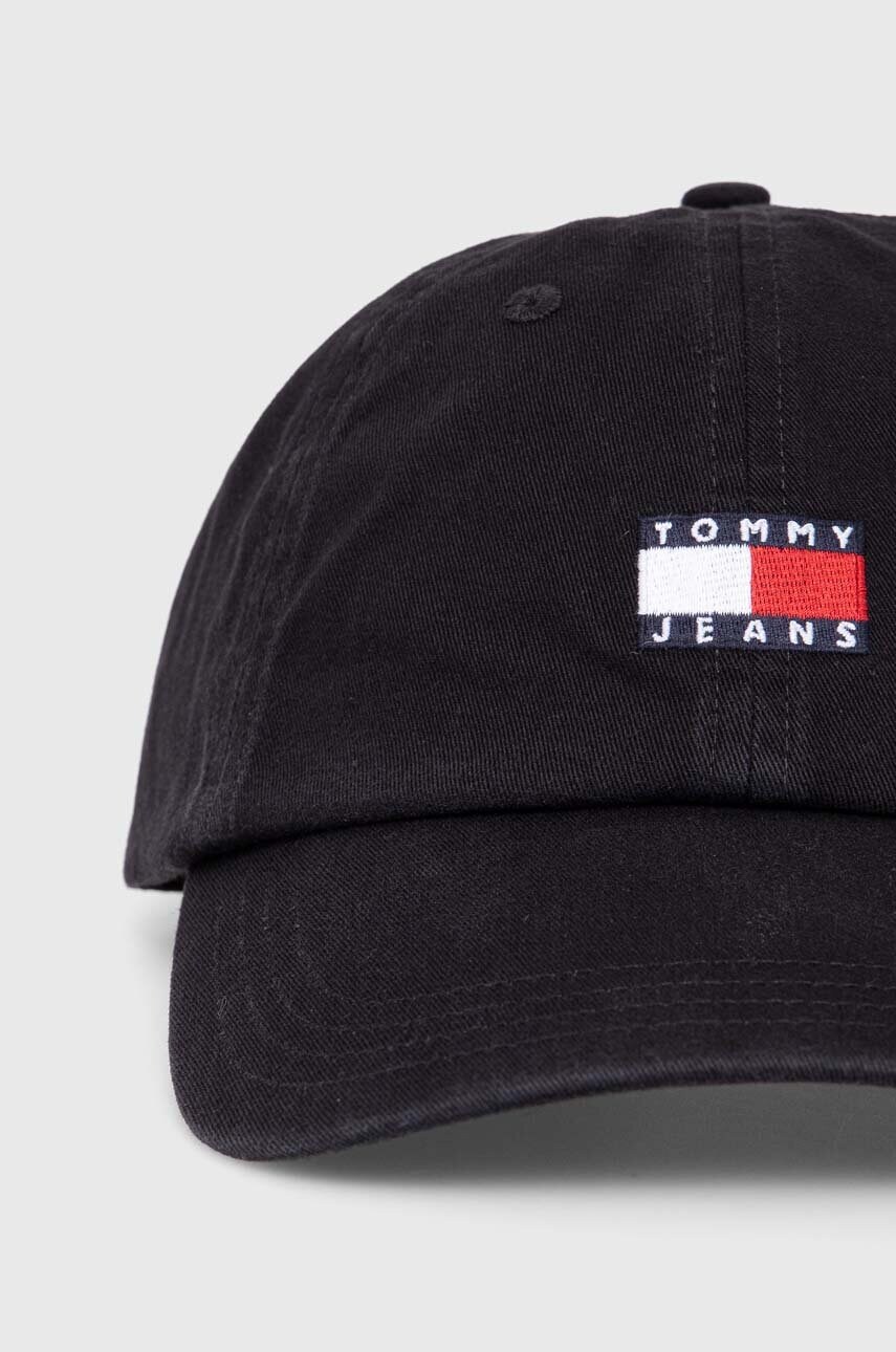 Бавовняна бейсболка Tommy Jeans колір чорний з аплікацією