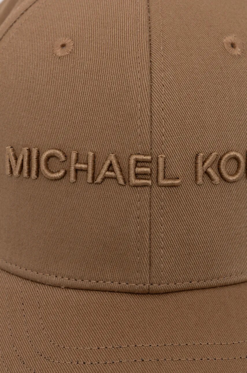 Бавовняна бейсболка Michael Kors колір бежевий з аплікацією