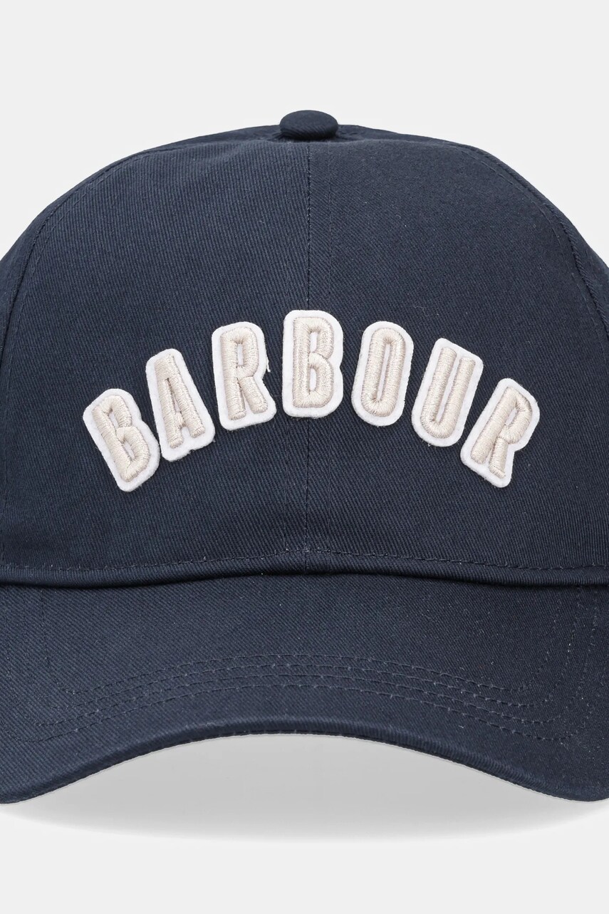 Бавовняна бейсболка Barbour колір синій з аплікацією