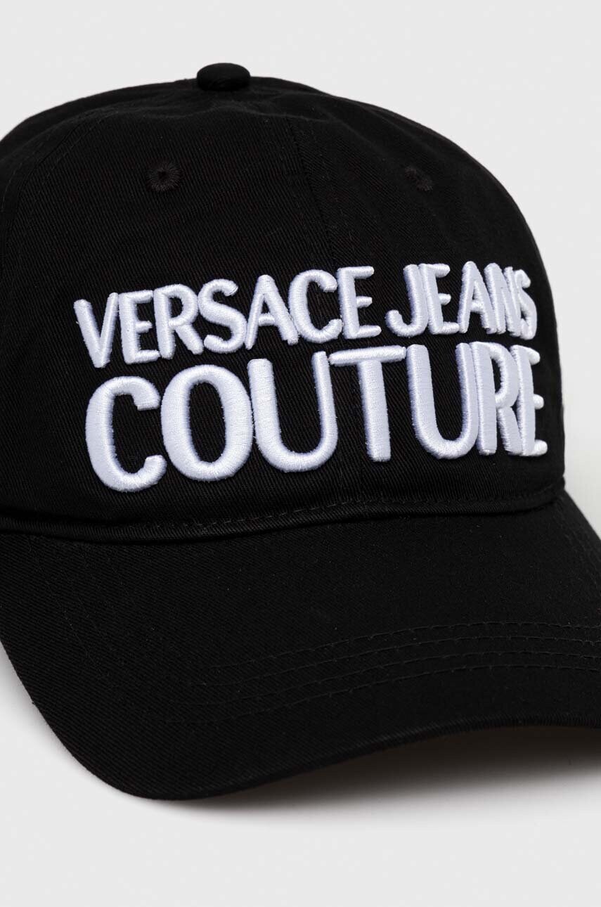 Бавовняна бейсболка Versace Jeans Couture колір чорний з аплікацією