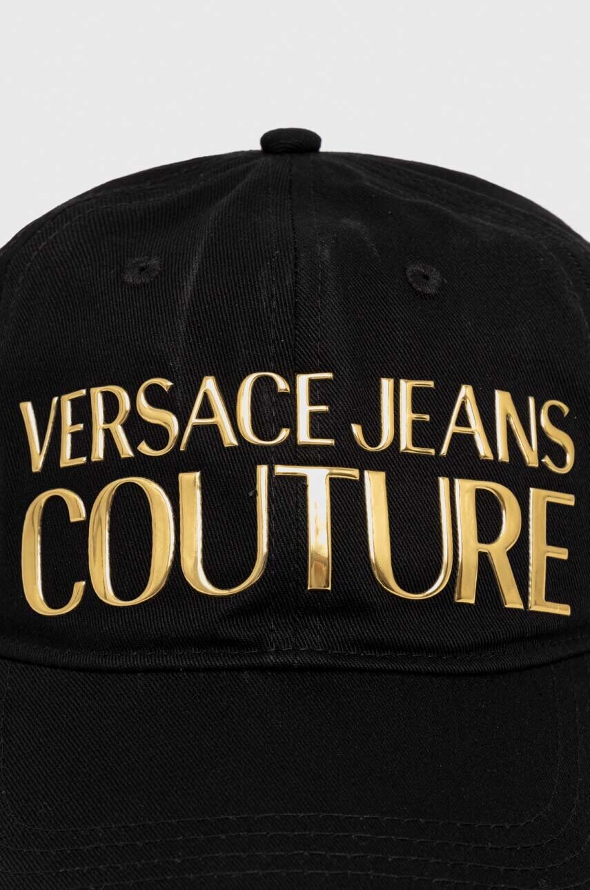Бавовняна бейсболка Versace Jeans Couture колір чорний з аплікацією