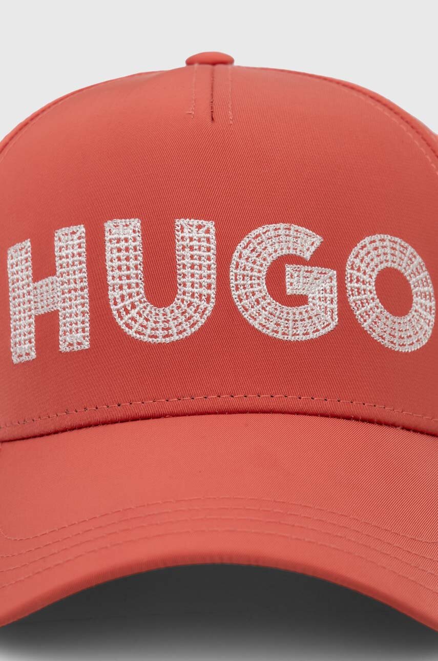 Кепка HUGO колір рожевий з аплікацією