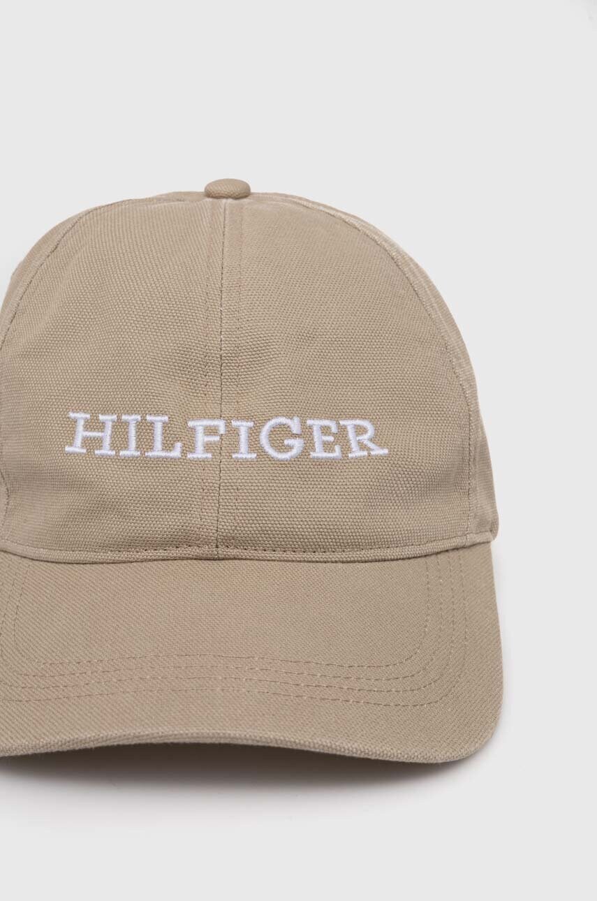 Бавовняна бейсболка Tommy Hilfiger колір бежевий з аплікацією