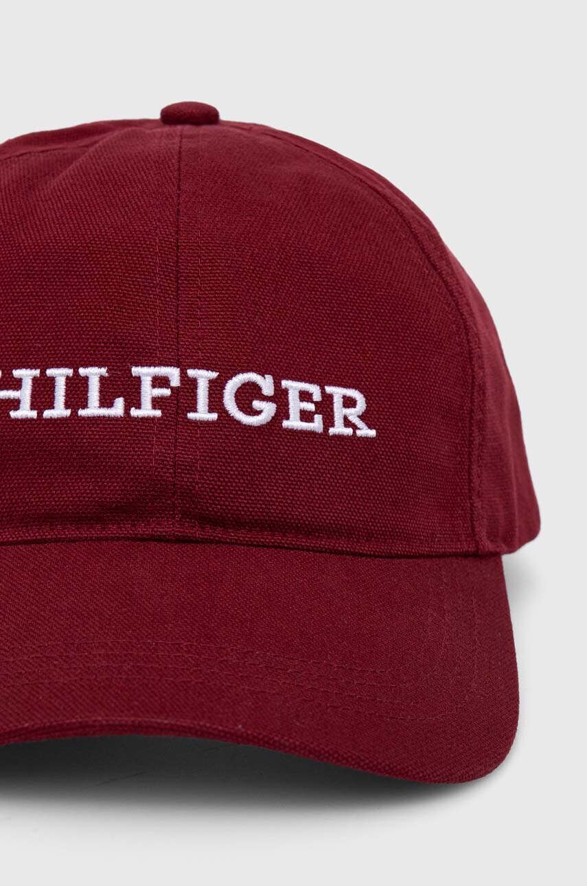 Бавовняна бейсболка Tommy Hilfiger колір бордовий з аплікацією