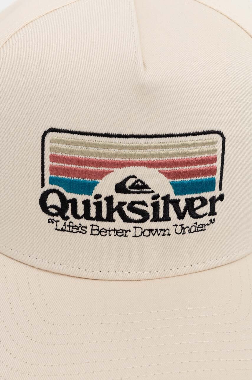 Бавовняна бейсболка Quiksilver колір бежевий з аплікацією