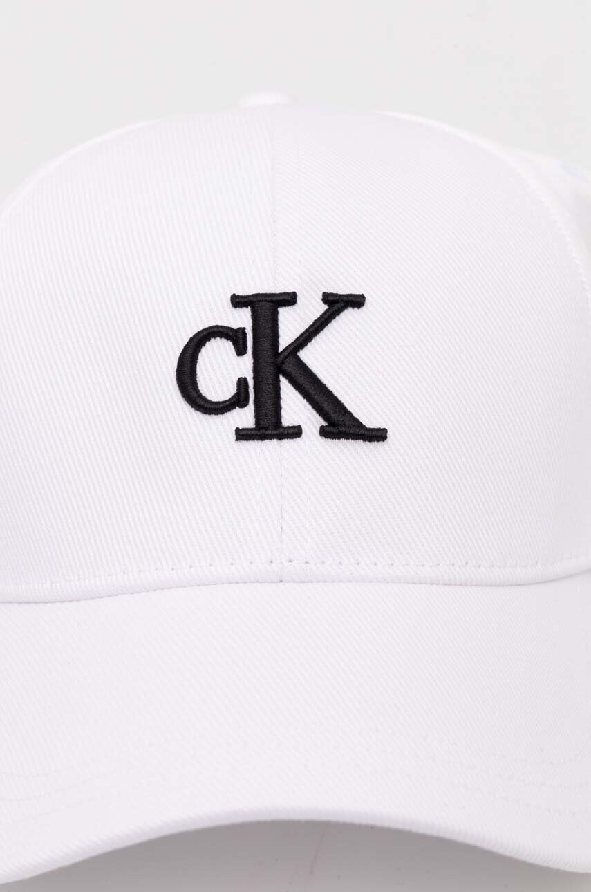 Бавовняна бейсболка Calvin Klein Jeans колір білий з аплікацією