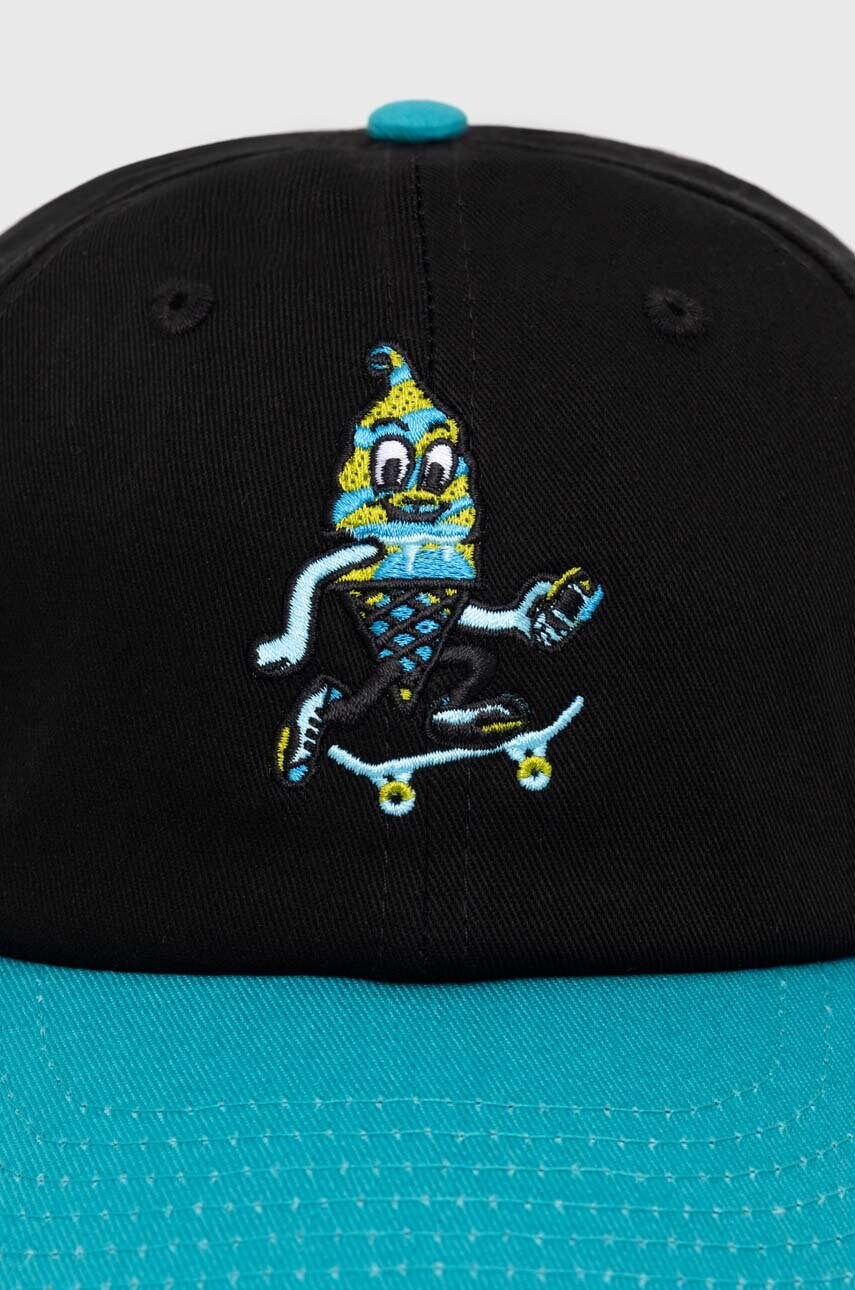 Купити Бавовняна бейсболка ICECREAM Team EU Skate Cone Dad Cap колір чорний візерунок IC24141 – головне зображення