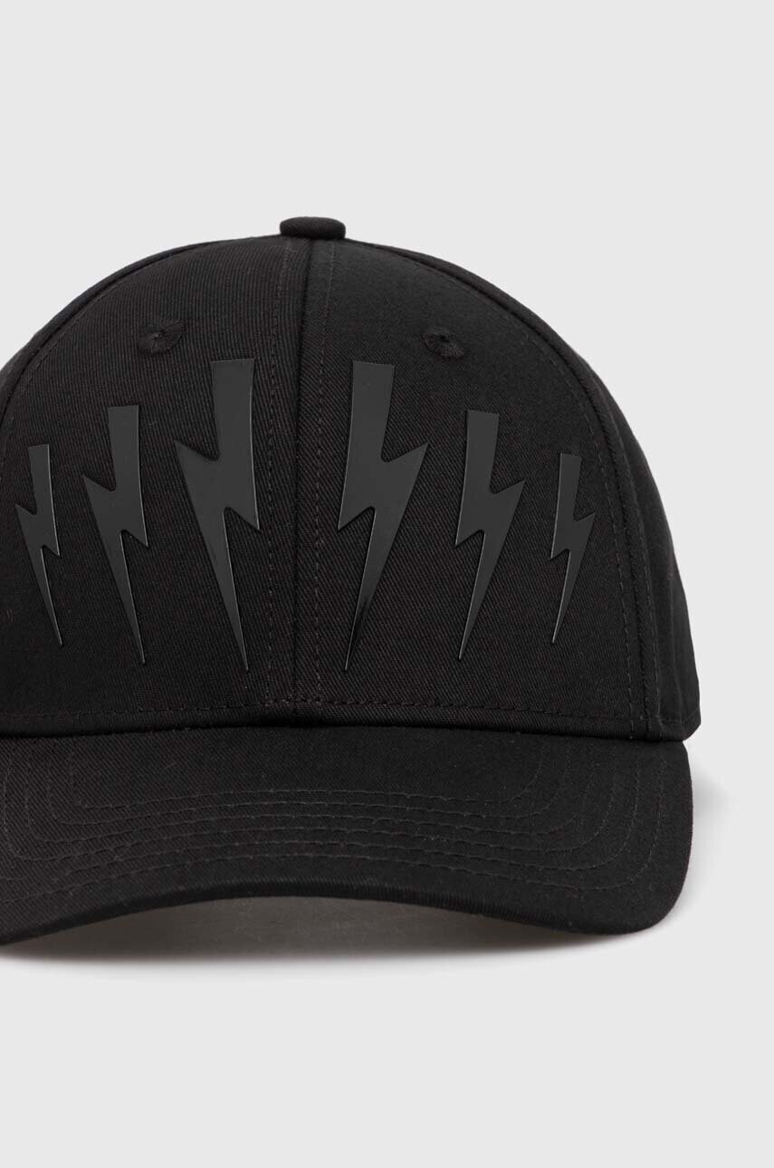 Бавовняна шапка Neil Barrett Bolt Cotton Twill Six Panels Cap колір чорний з аплікацією MY77320A-Y9501-001N