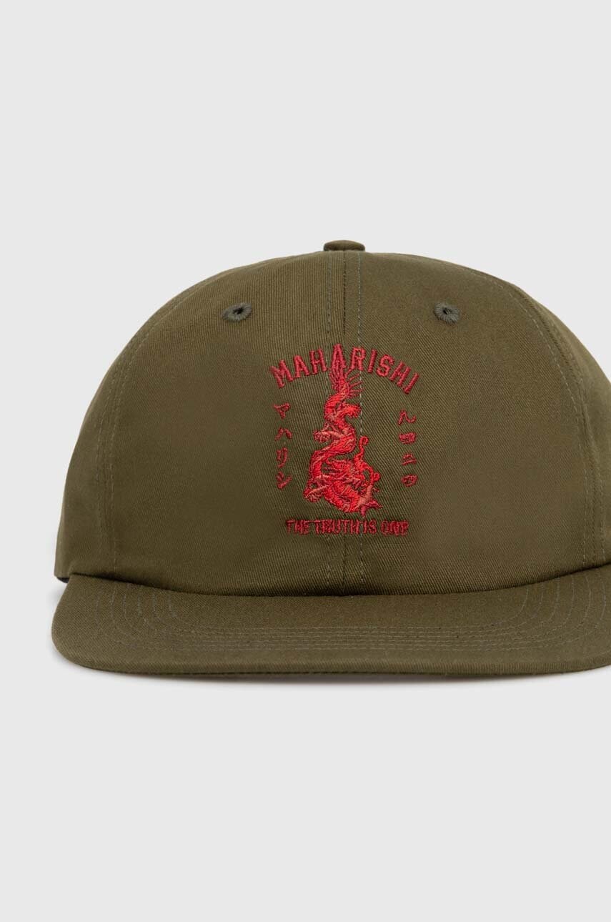 Бавовняна бейсболка Maharishi Dragon Anniversary колір зелений з аплікацією 1276.OLIVE