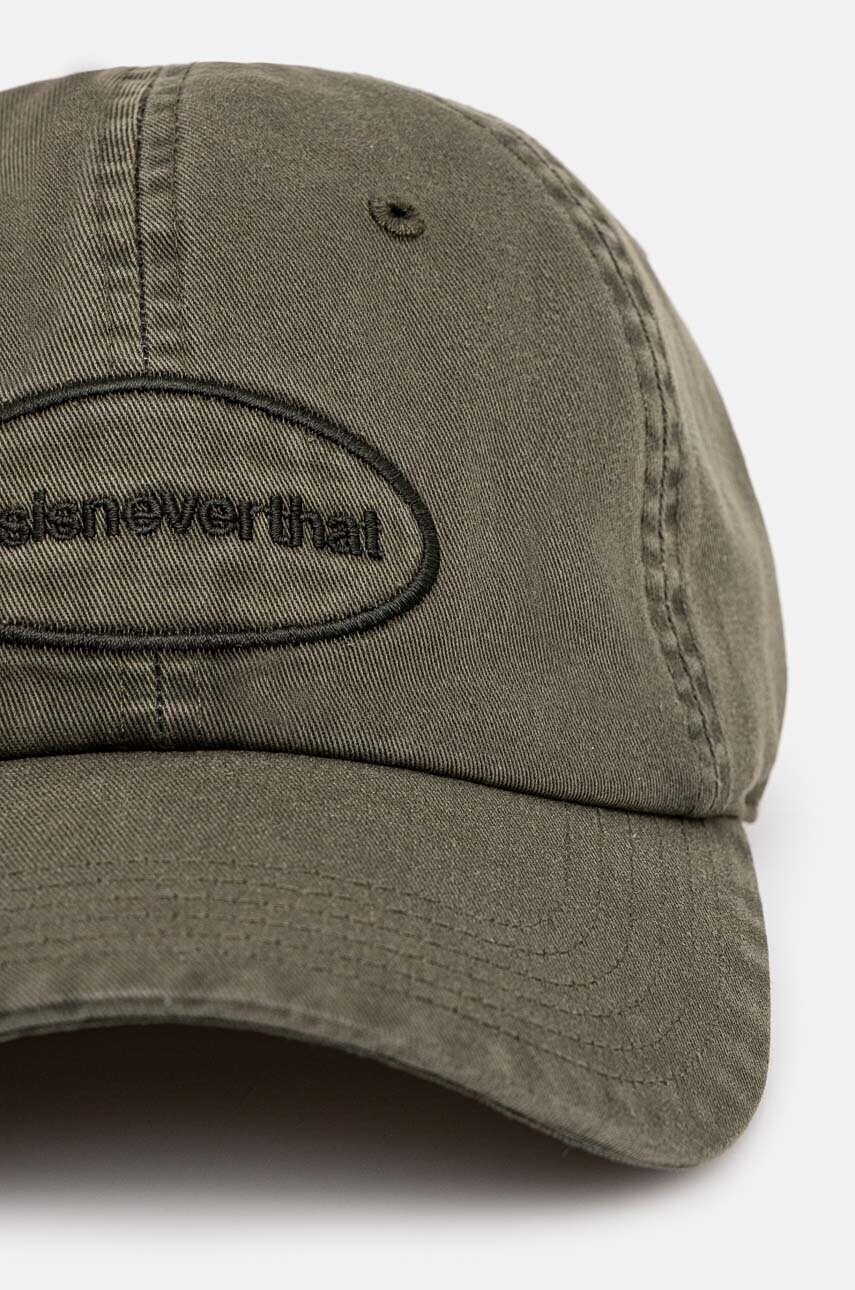 Бавовняна бейсболка thisisneverthat Overdyed E/T-Logo Cap колір зелений з аплікацією TN240WHWBC02
