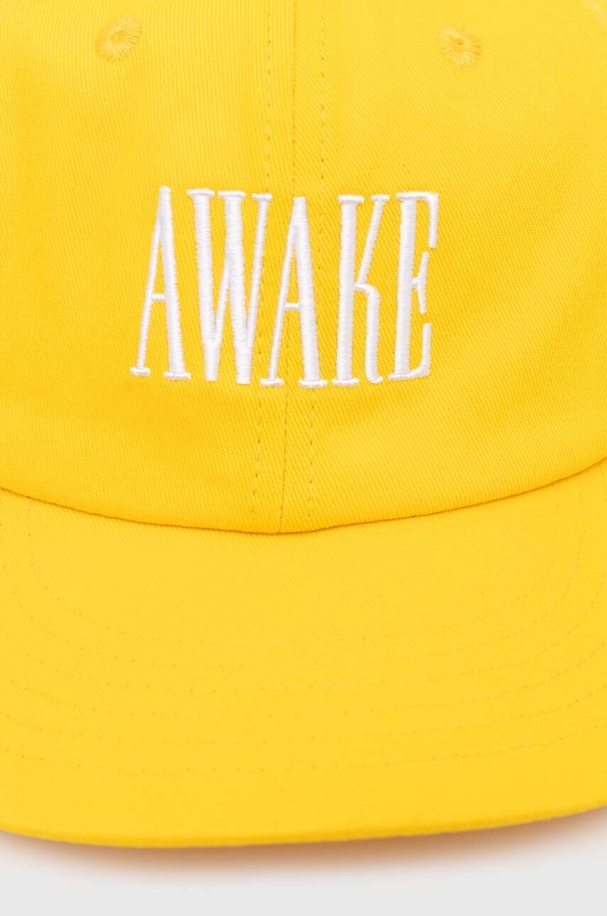 Бавовняна бейсболка Awake NY Logo Hat колір жовтий з аплікацією SP24-HT004
