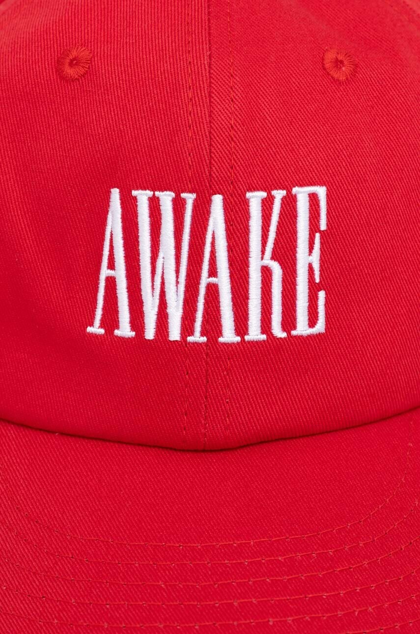 Бавовняна бейсболка Awake NY Logo Hat колір червоний з аплікацією SP24-HT004