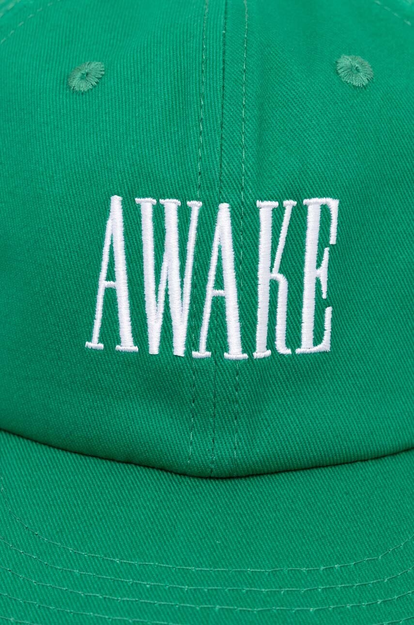 Бавовняна бейсболка Awake NY Logo Hat колір зелений з аплікацією SP24-HT004