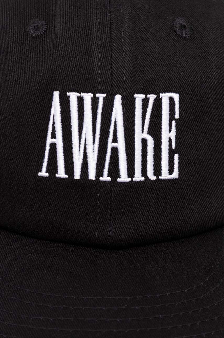 Бавовняна бейсболка Awake NY Logo Hat колір чорний з аплікацією SP24-HT004