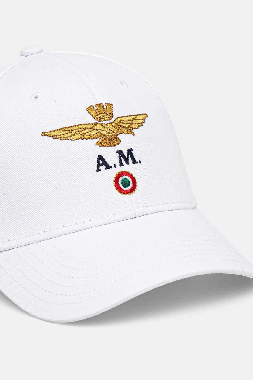 Бавовняна бейсболка Aeronautica Militare колір білий з аплікацією HA1100CT2848