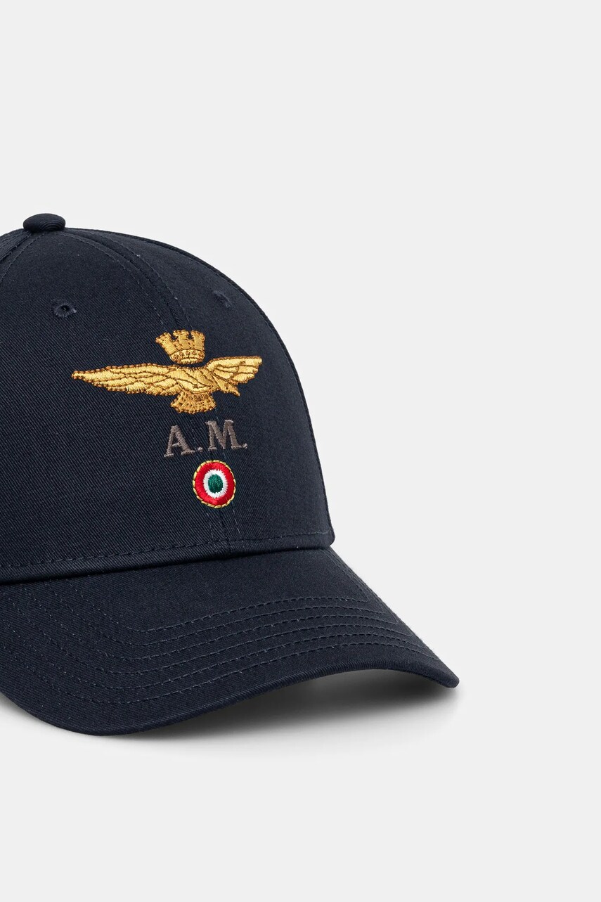 Бавовняна бейсболка Aeronautica Militare колір синій з аплікацією HA1100CT2848