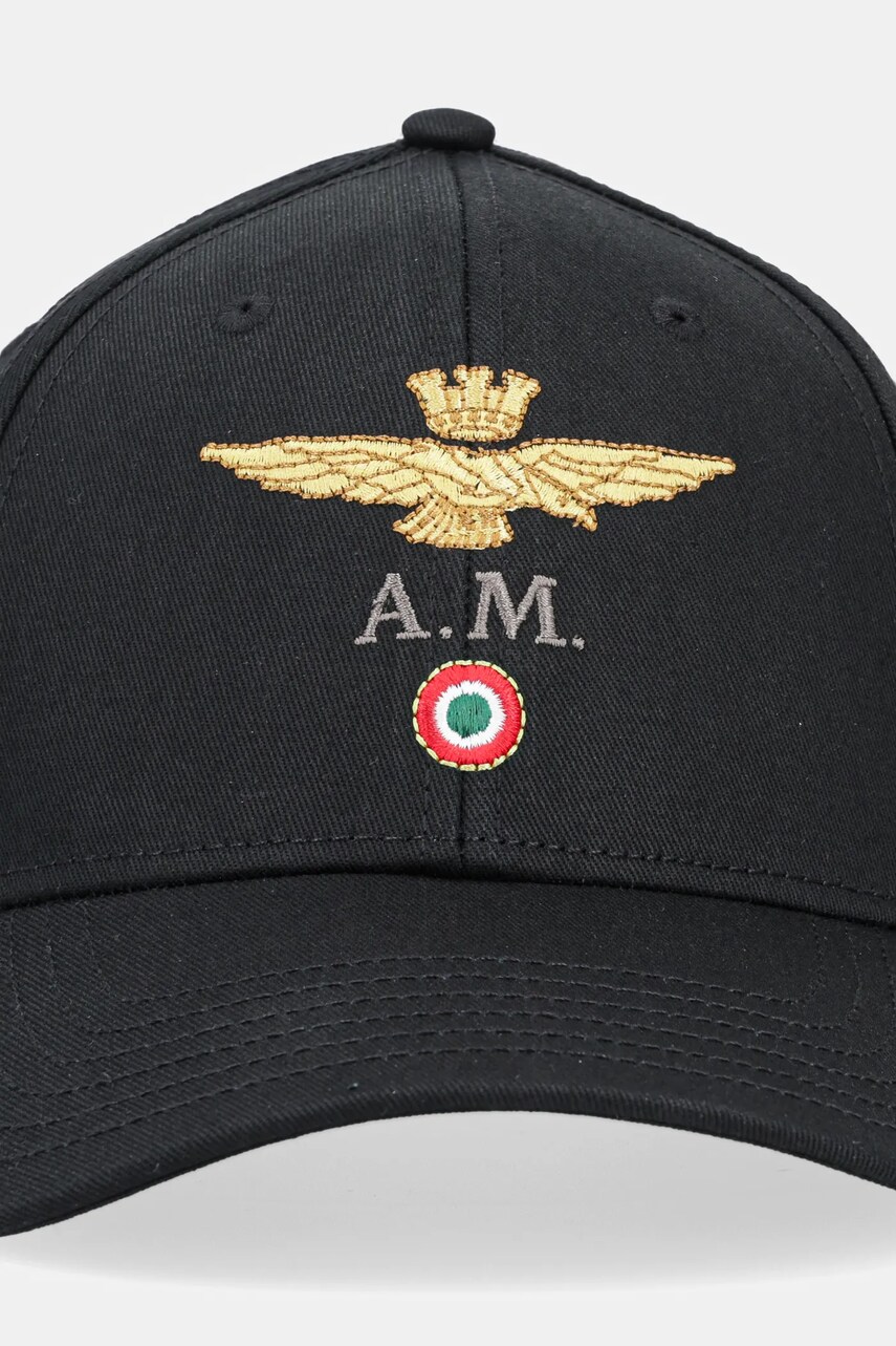 Бавовняна бейсболка Aeronautica Militare колір чорний з аплікацією HA1100CT2848