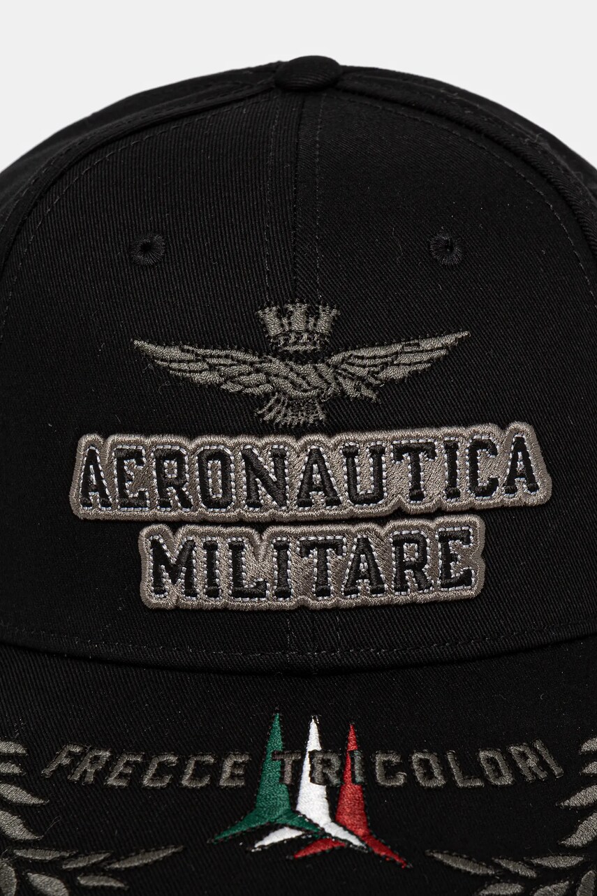 Бавовняна бейсболка Aeronautica Militare колір чорний з аплікацією