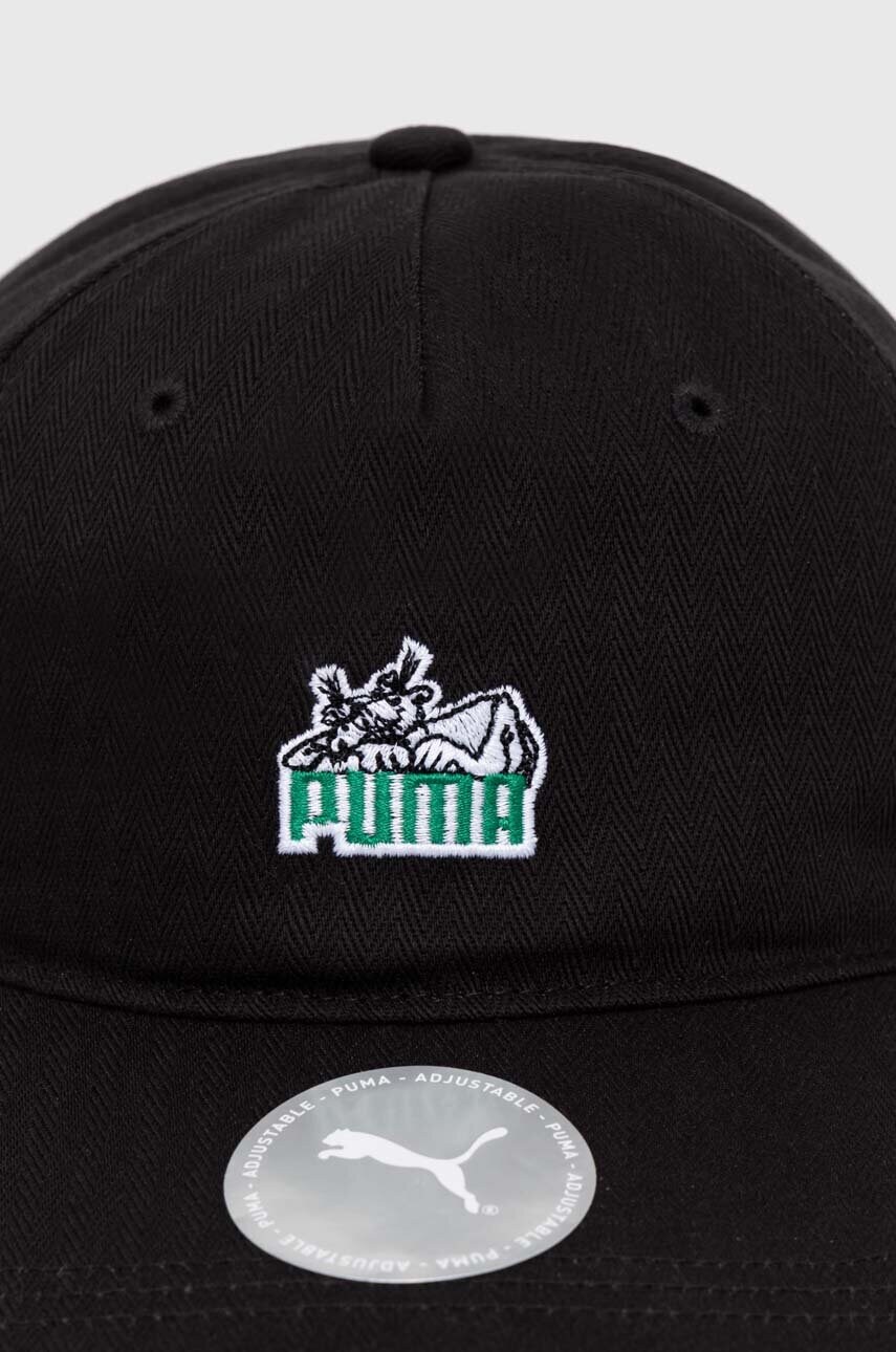Бавовняна бейсболка Puma Skate Relaxed Low Curve колір чорний з аплікацією 025131