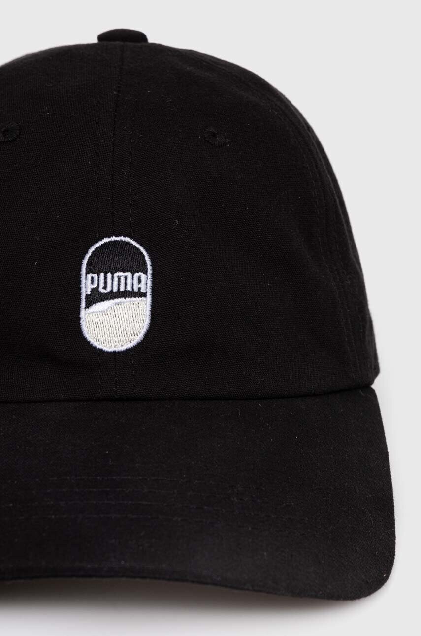 Бавовняна бейсболка Puma Downtown Low Curve Cap колір чорний з аплікацією 025312