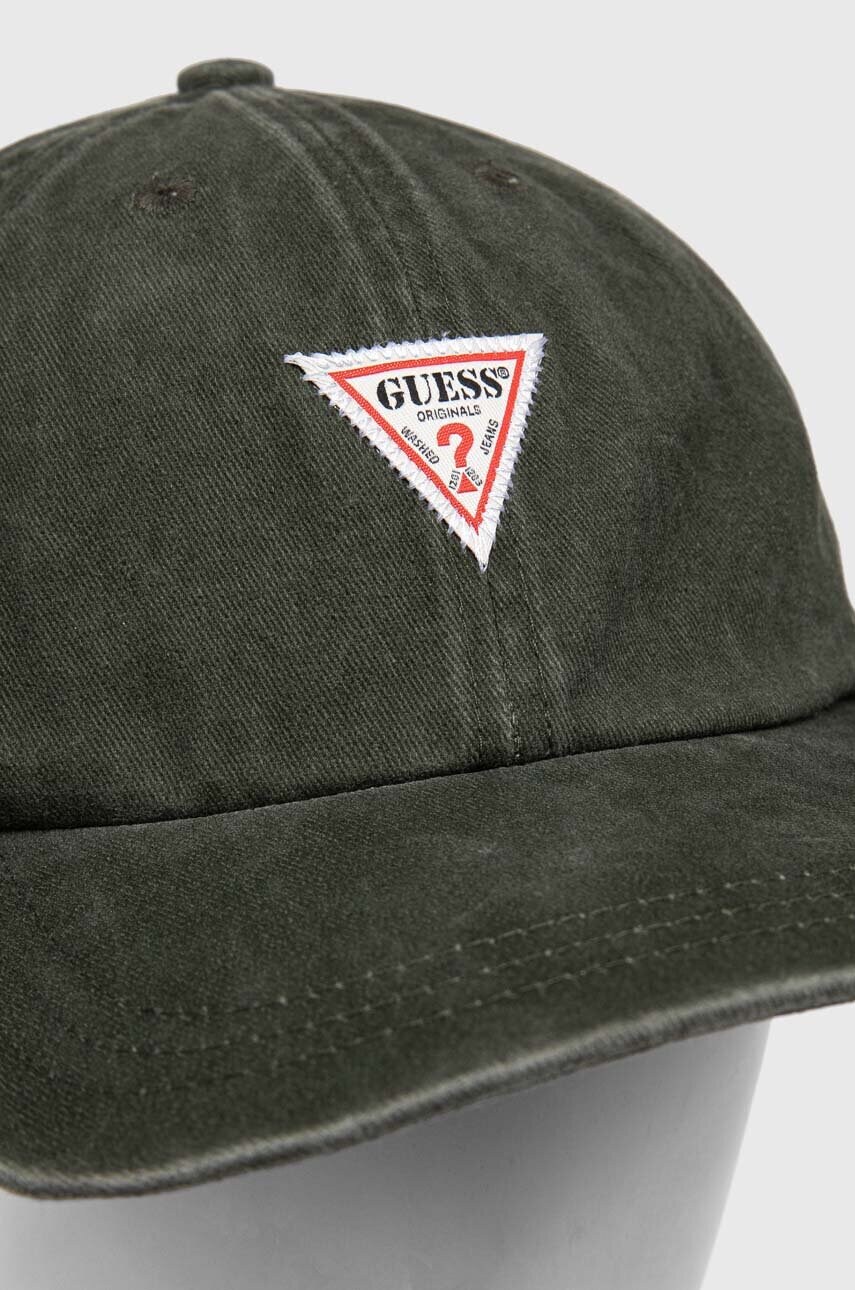 Бавовняна бейсболка Guess Originals колір зелений з аплікацією