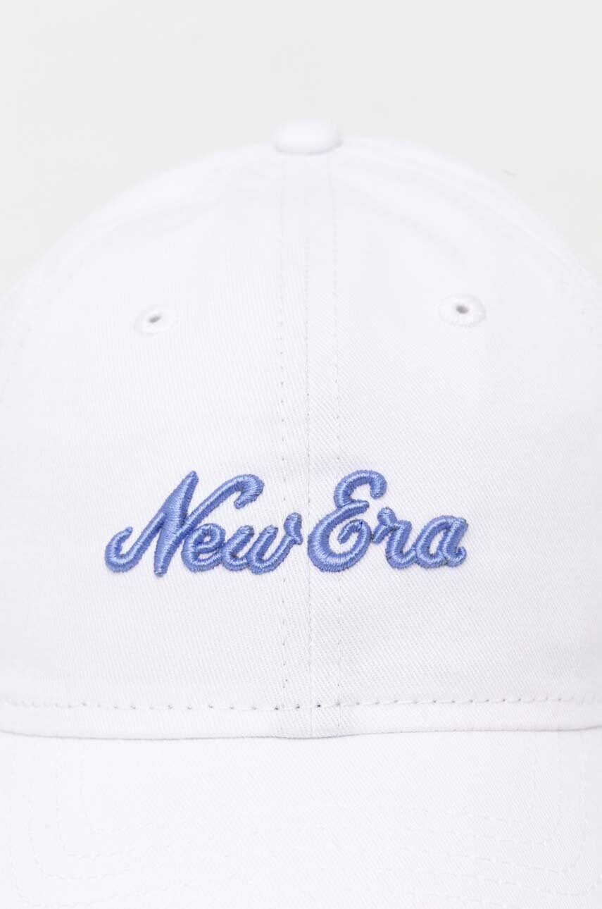 Бавовняна бейсболка New Era колір білий з аплікацією