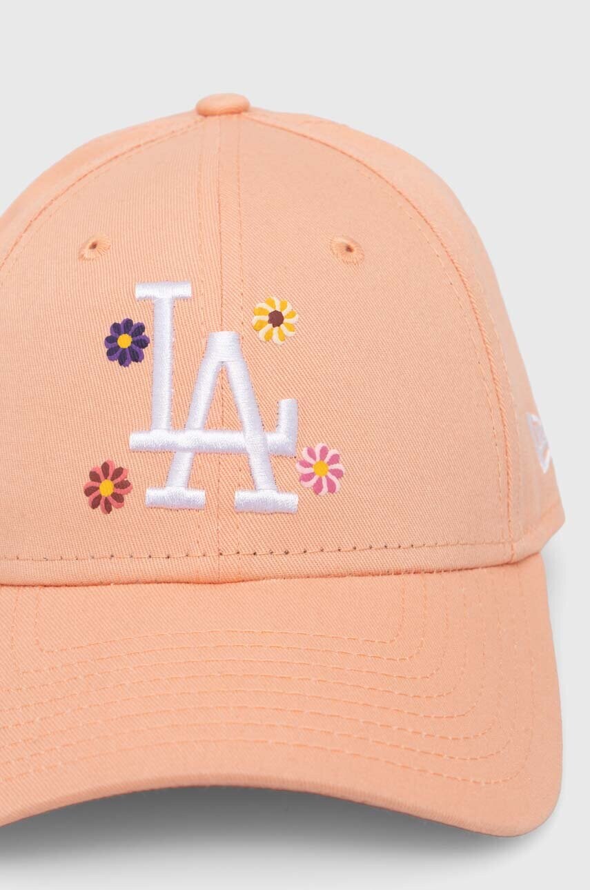 Бавовняна бейсболка New Era колір помаранчевий з аплікацією LOS ANGELES DODGERS