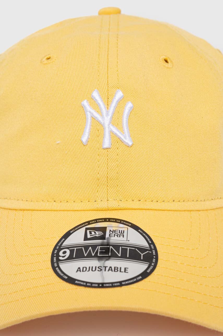 Бавовняна бейсболка New Era колір жовтий з аплікацією NEW YORK YANKEES