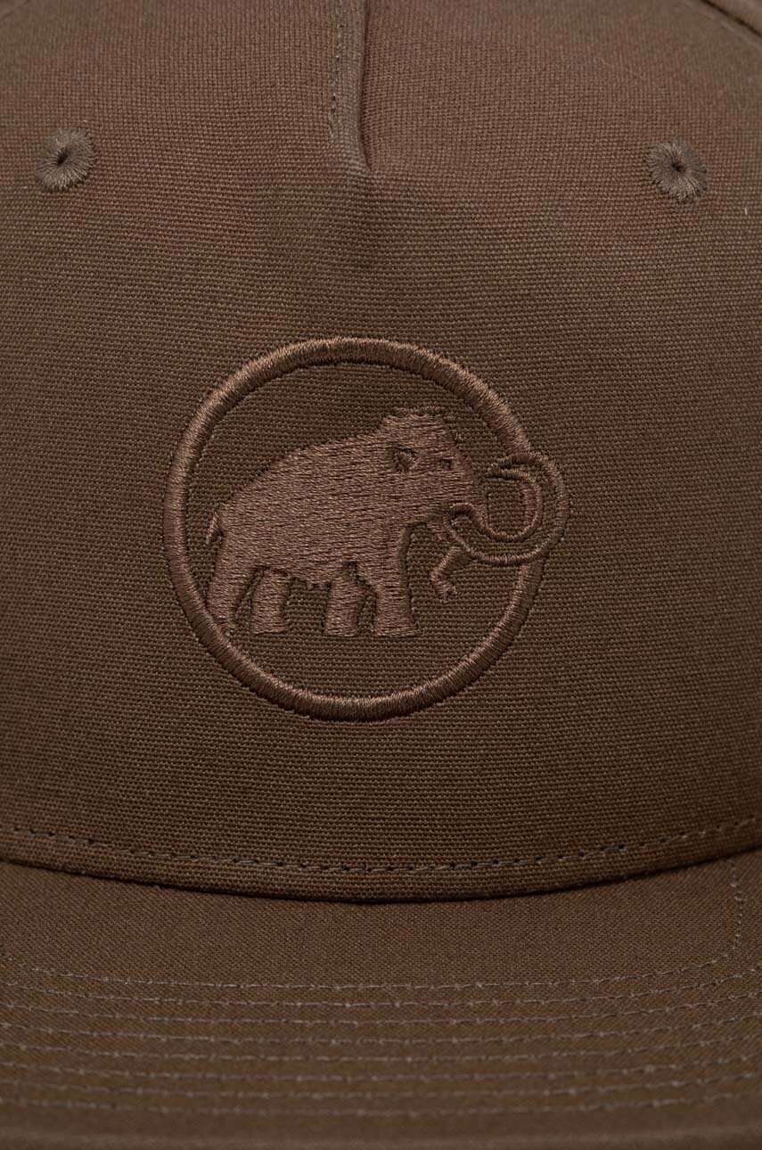 Бавовняна бейсболка Mammut колір коричневий з аплікацією