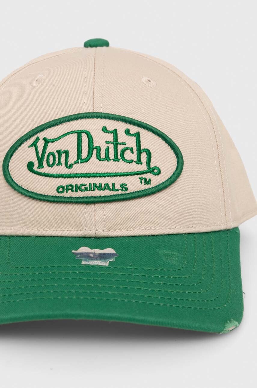 Бавовняна бейсболка Von Dutch колір зелений з аплікацією