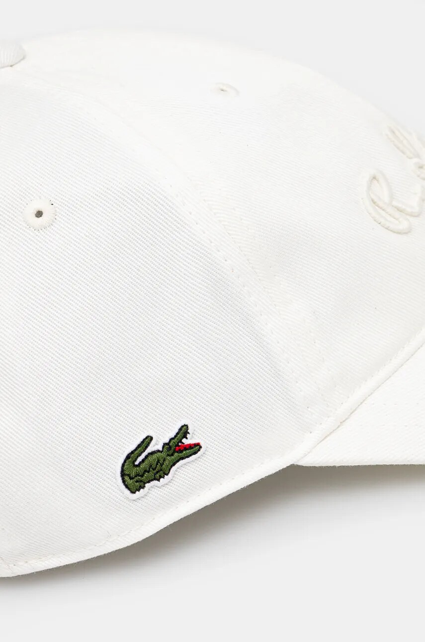 Бавовняна бейсболка Lacoste колір білий з аплікацією RK7592