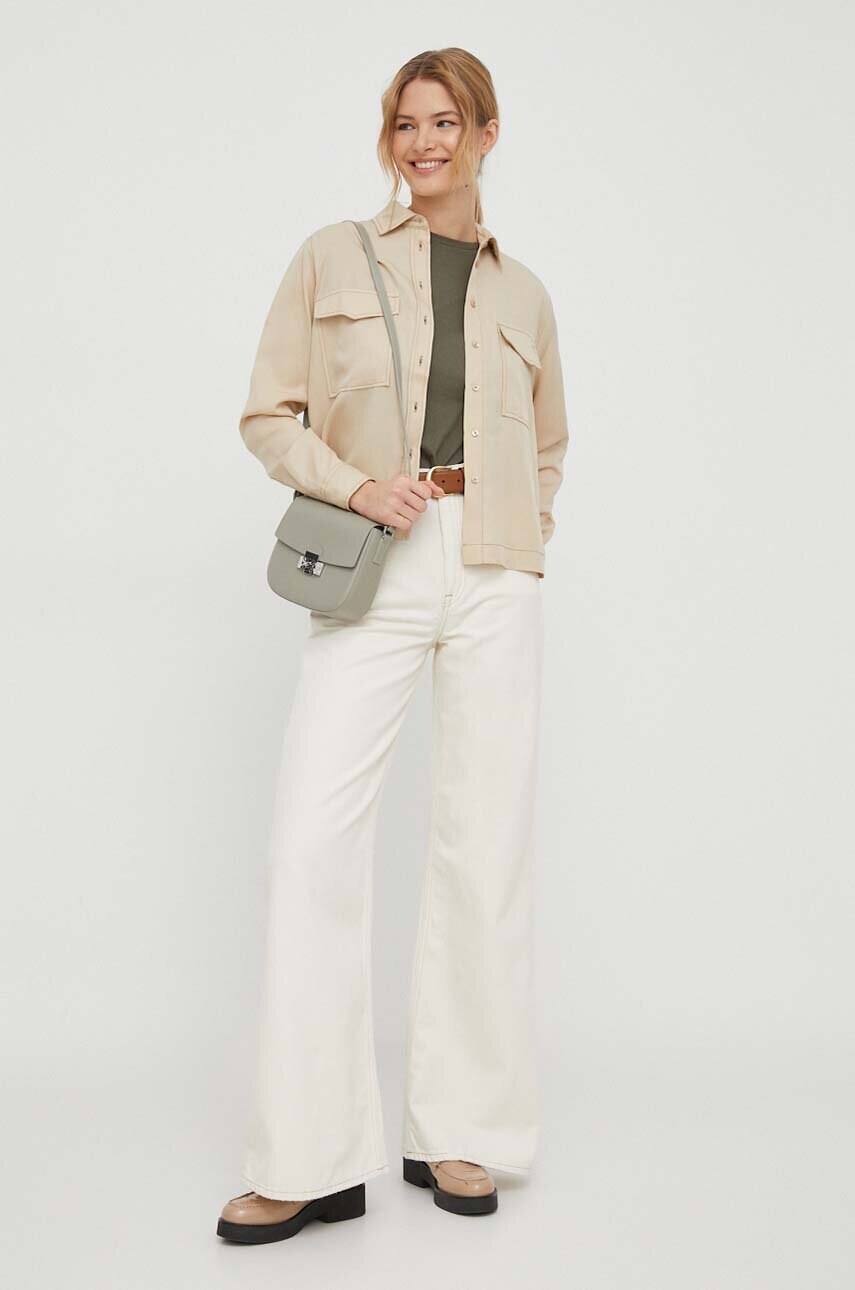 Сорочка Pepe Jeans BELINDA жіноча колір бежевий relaxed класичний комір PL304726