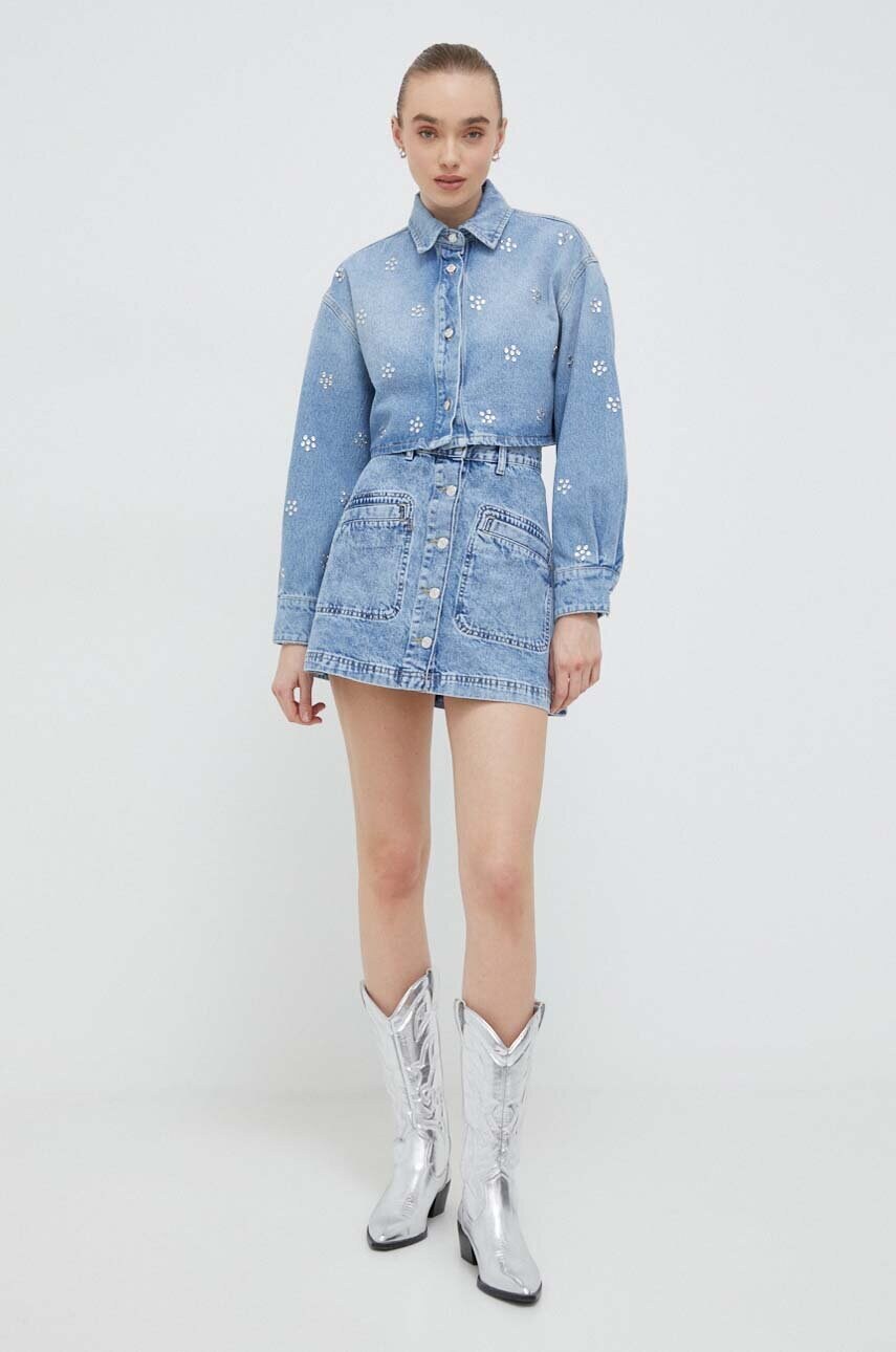 Джинсова сорочка MSGM жіноча regular класичний комір