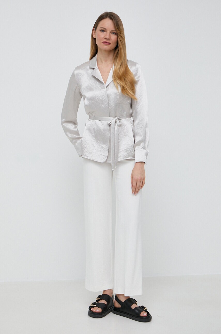 Сорочка Max Mara Leisure жіноча колір сірий regular класичний комір