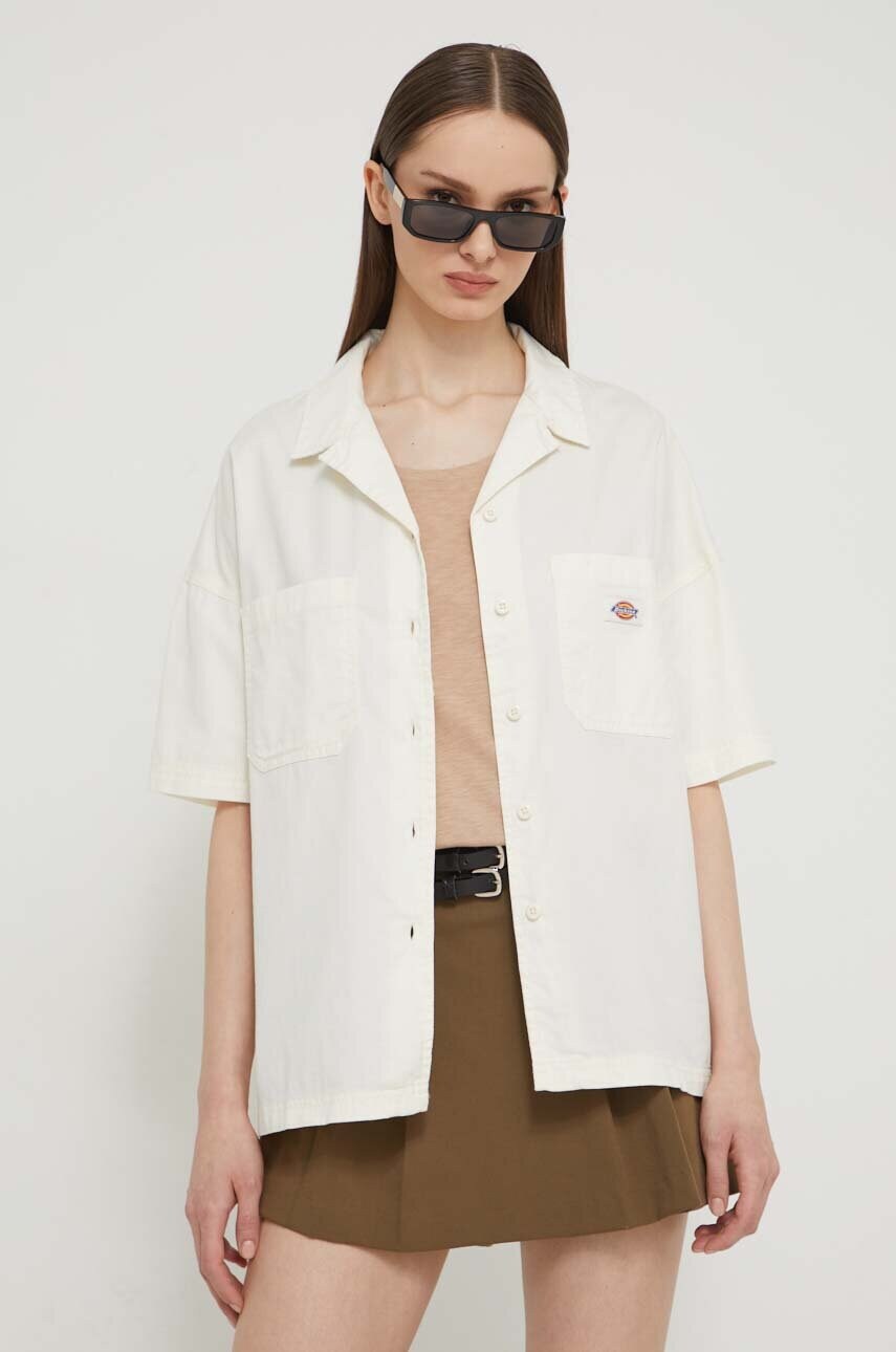 Бавовняна сорочка Dickies VALE SHIRT W жіноча колір бежевий relaxed класичний комір DK0A4Y7S
