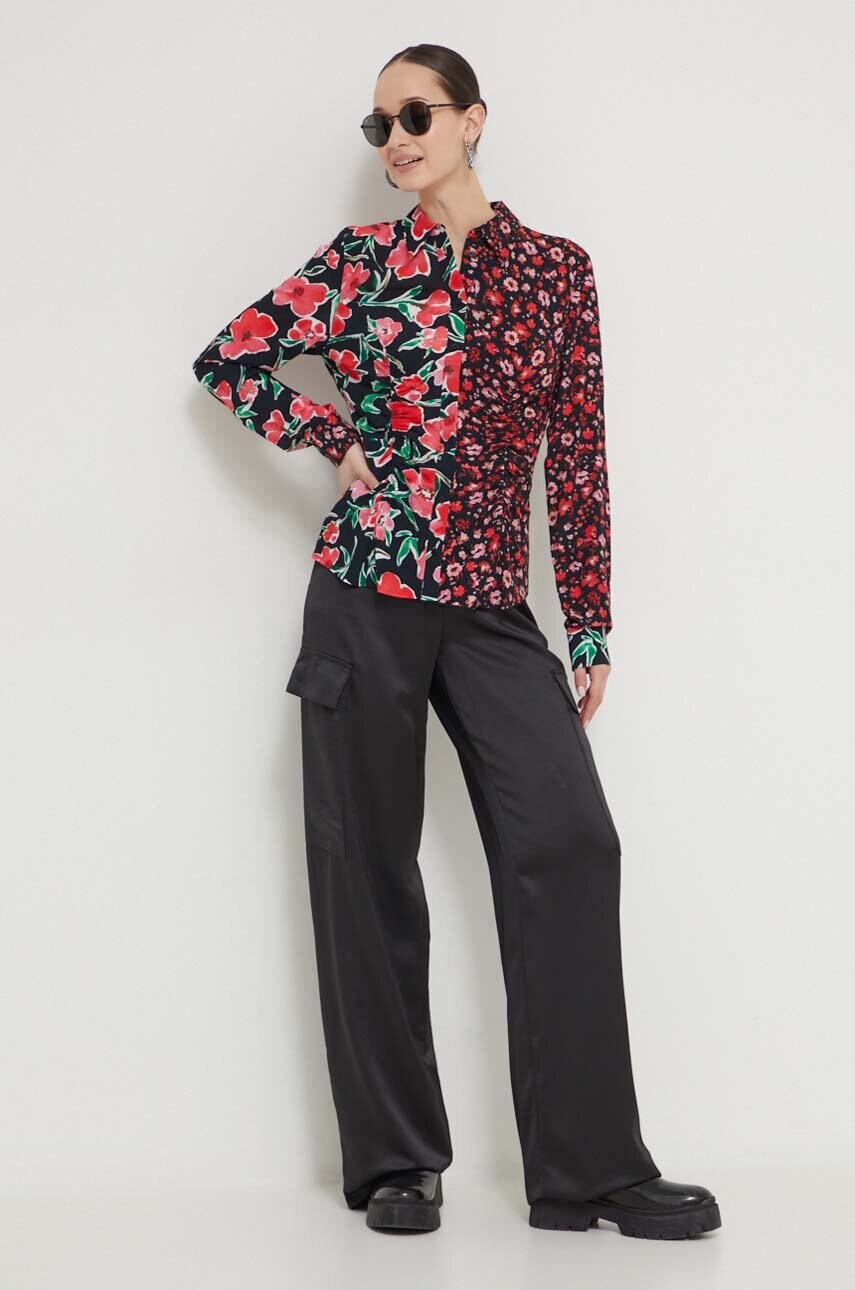Сорочка Desigual жіноча колір червоний regular класичний комір