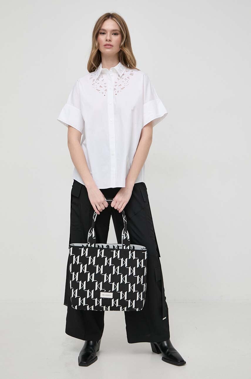 Бавовняна сорочка Karl Lagerfeld жіноча колір білий regular класичний комір