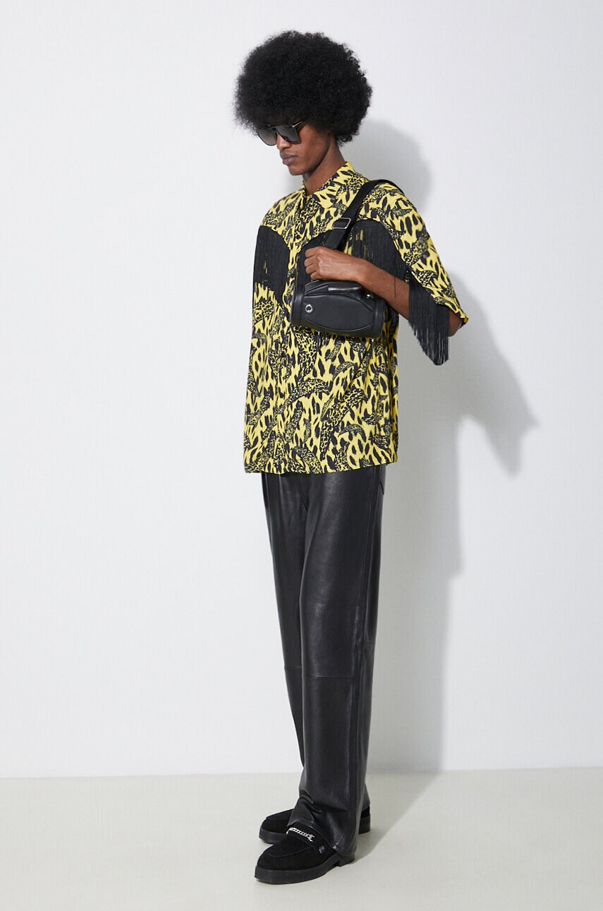 Сорочка Fiorucci Banimalier Print Fringed Shirt чоловіча колір жовтий regular M01FPTSH054VI01YW02