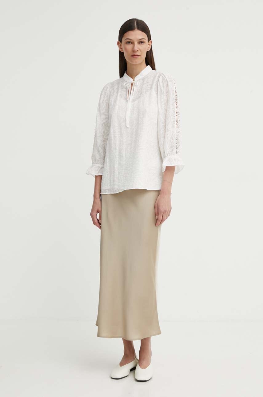 Блузка Bruuns Bazaar MacluraBBImiras blouse жіноча колір білий однотонна BBW3995