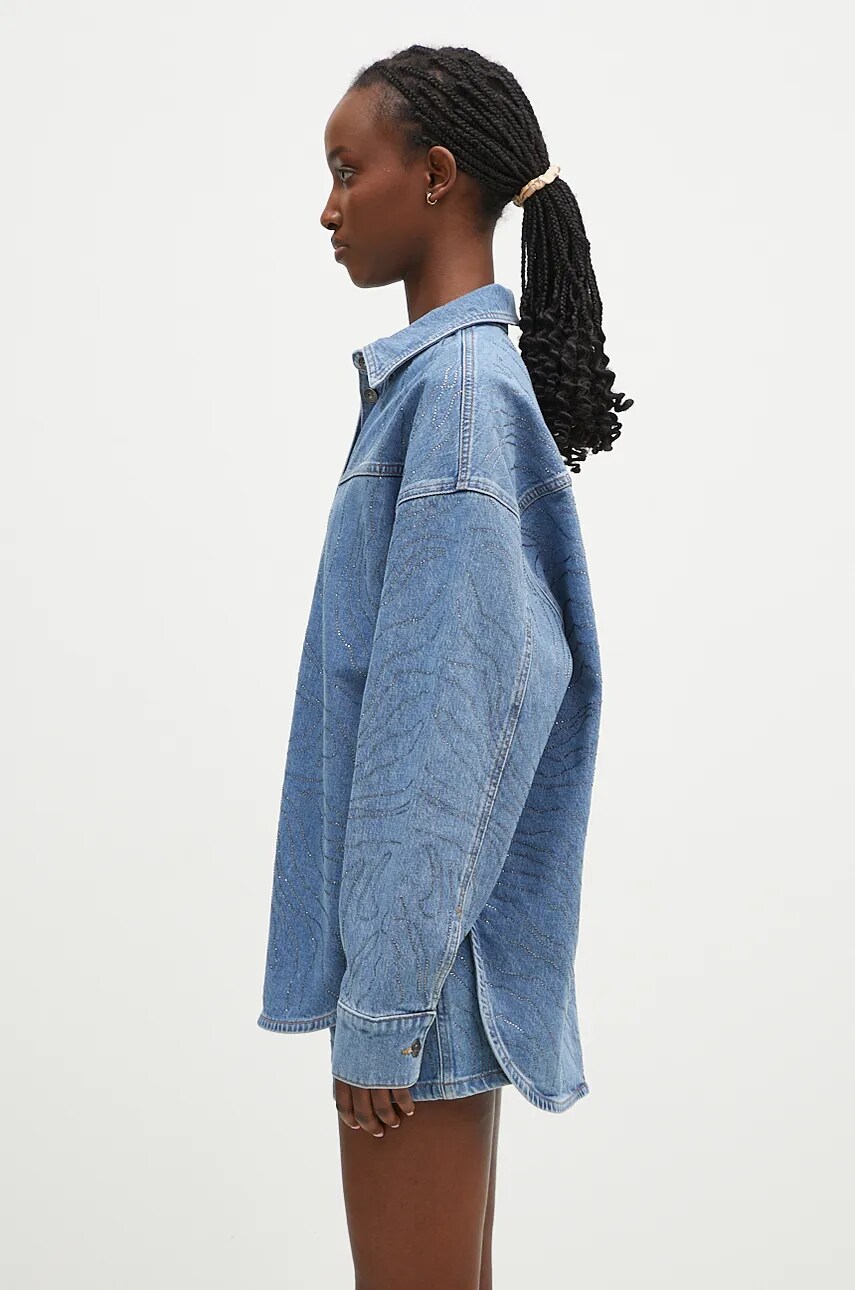 Джинсова сорочка Rotate Rhinestone Denim жіноча relaxed класичний комір 1126401468