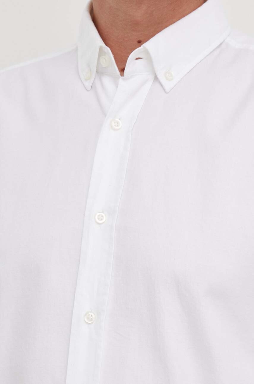 Бавовняна сорочка BOSS чоловіча колір білий regular комір button-down