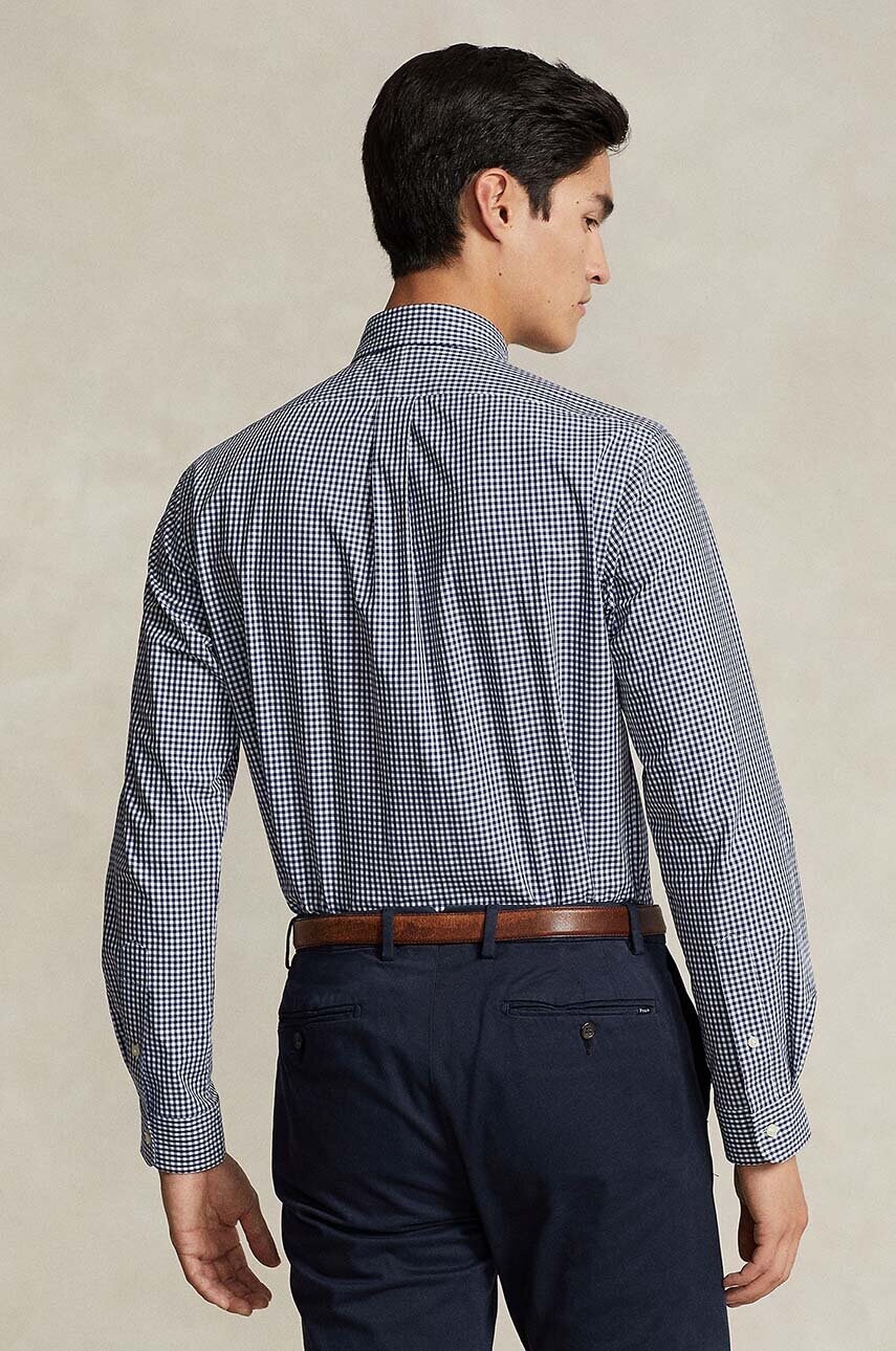 Сорочка Polo Ralph Lauren чоловіча колір синій slim комір button-down