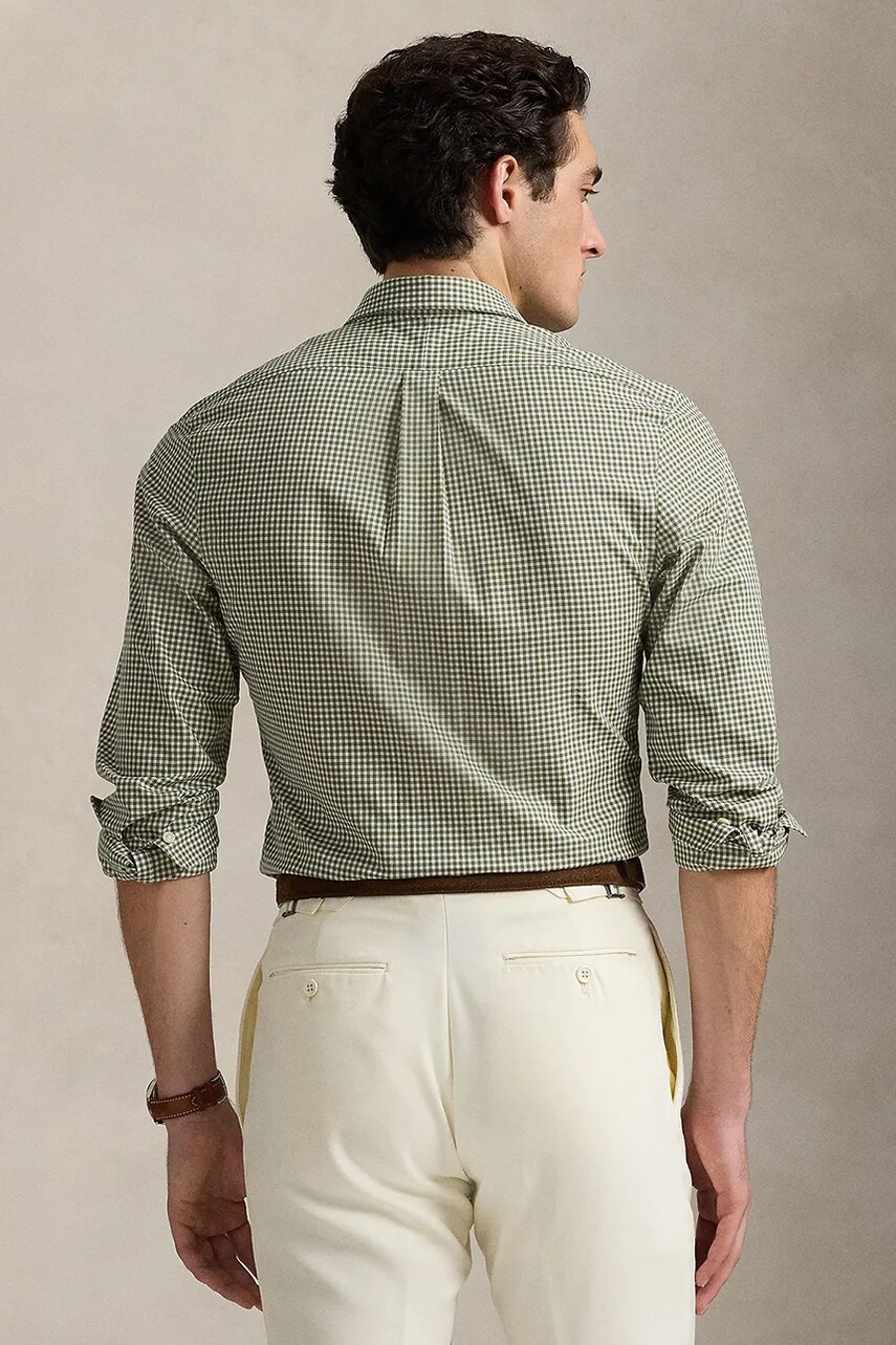 Сорочка Polo Ralph Lauren чоловіча колір синій slim комір button-down 710929345