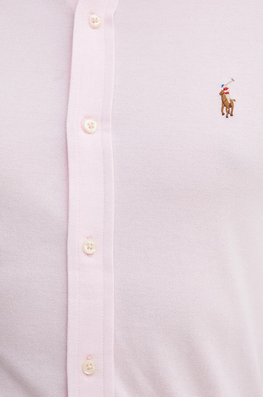 Бавовняна сорочка Polo Ralph Lauren чоловіча колір рожевий regular комір button-down 710932545