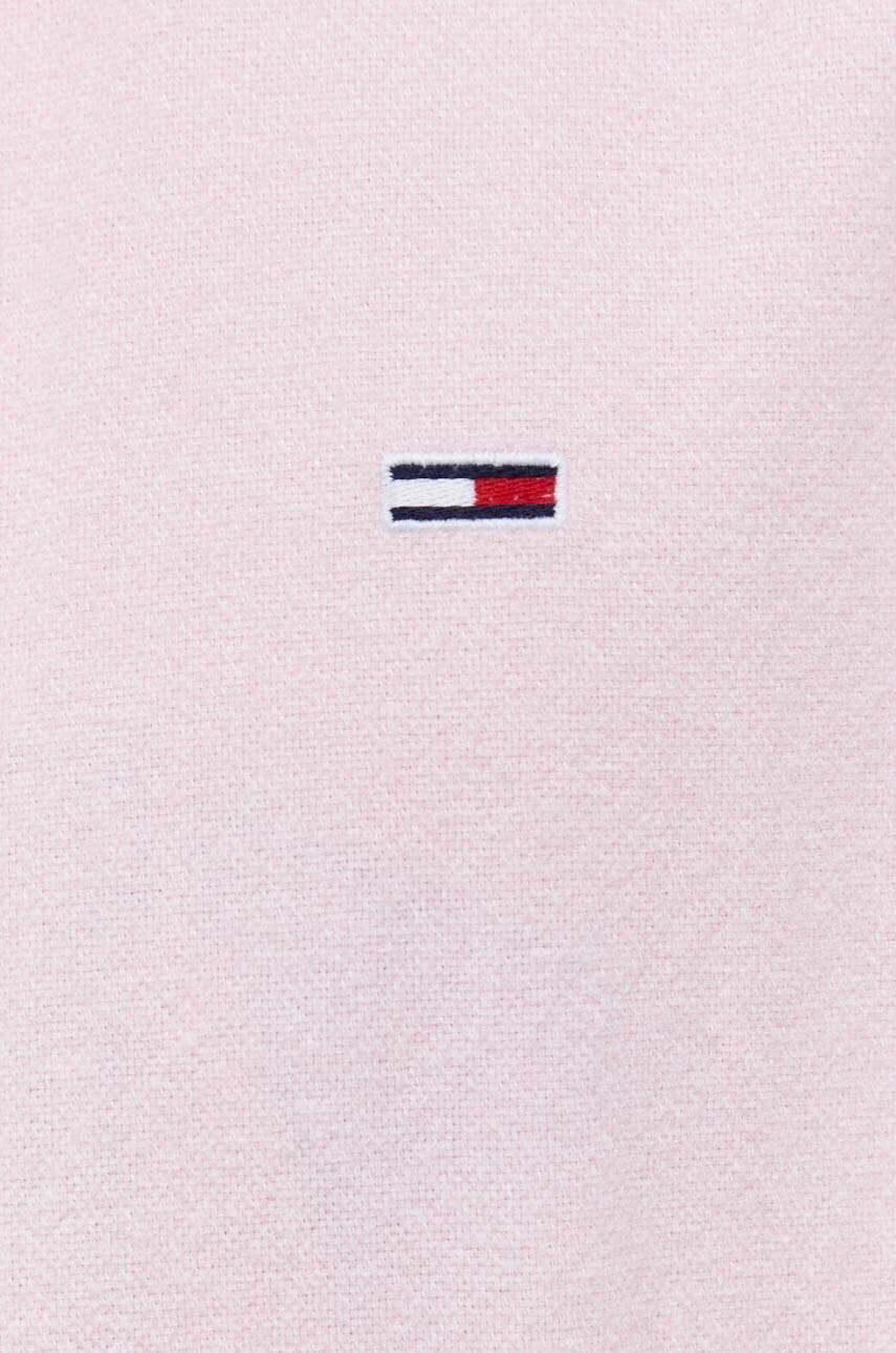 Бавовняна сорочка Tommy Jeans чоловіча колір рожевий regular комір button-down