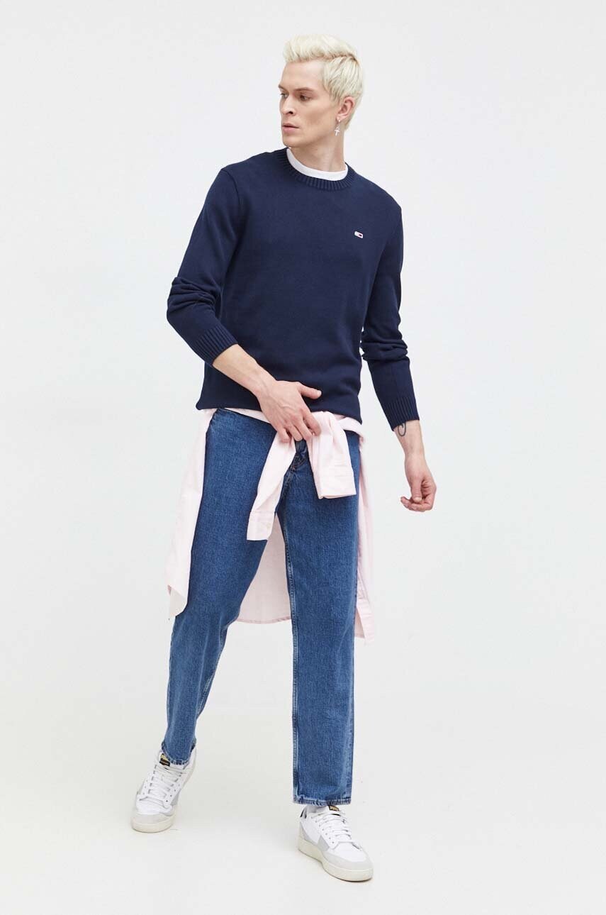 Бавовняна сорочка Tommy Jeans чоловіча колір рожевий regular комір button-down