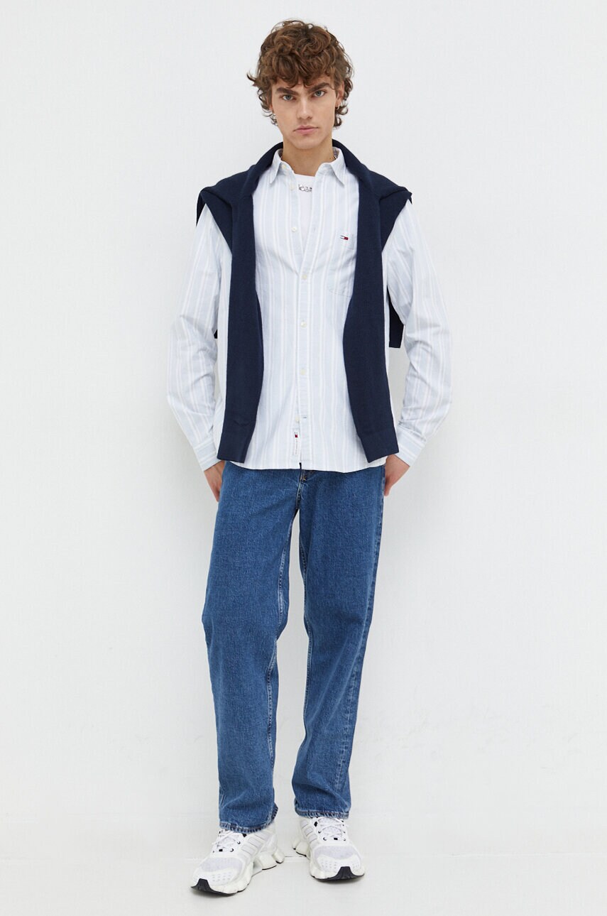 Бавовняна сорочка Tommy Jeans чоловіча regular класичний комір