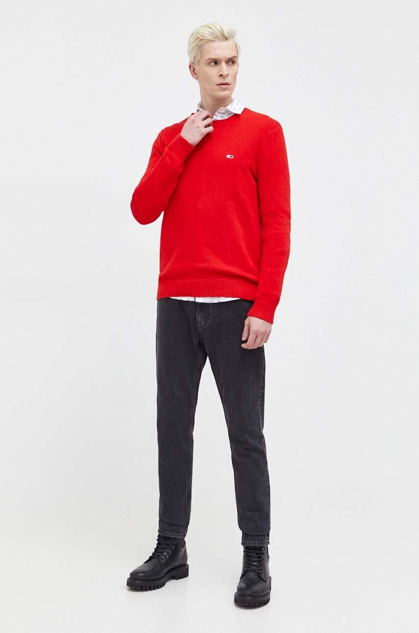 Бавовняна сорочка Tommy Jeans чоловіча колір білий regular класичний комір